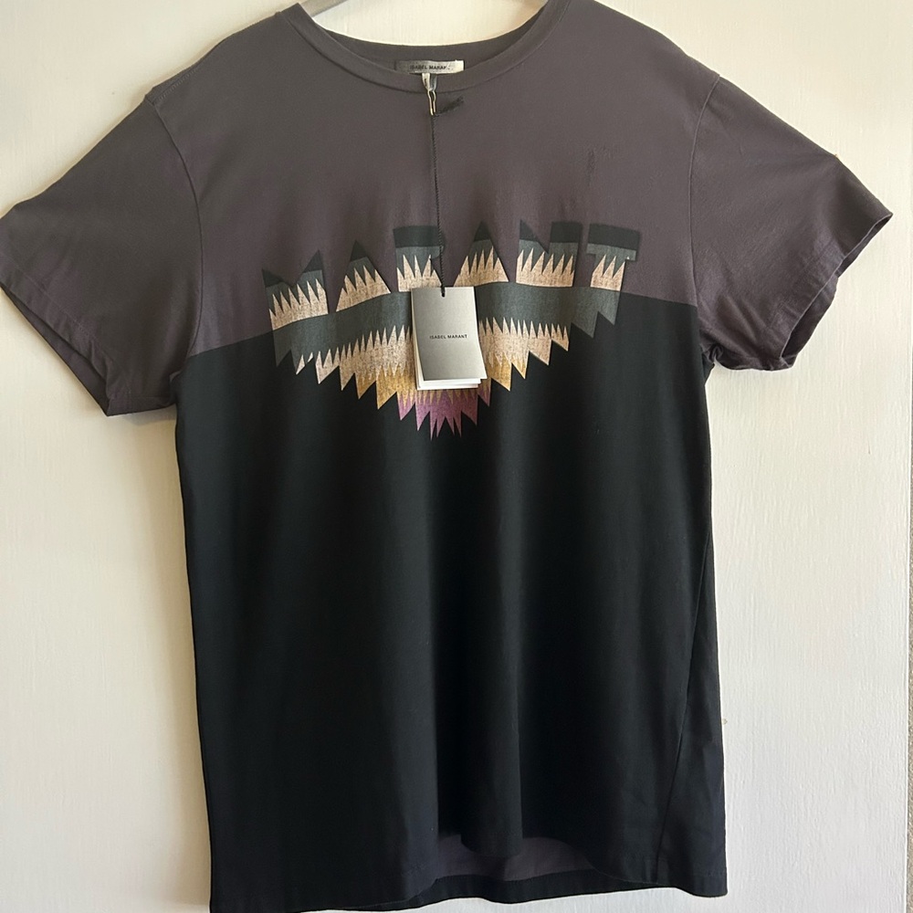 Isabel Marant Men's Two-Tone Tee in Black and Gray